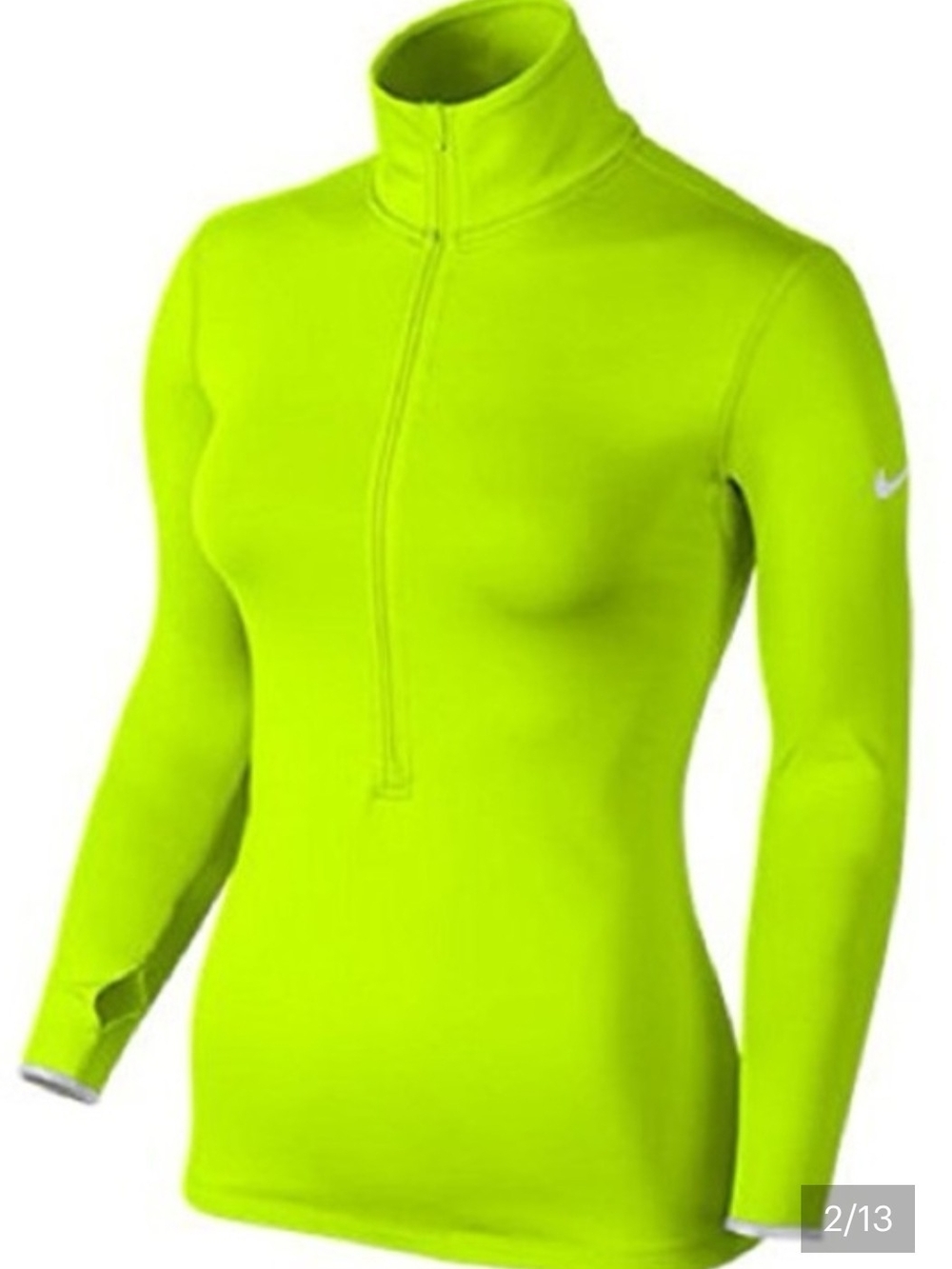 Nike Women's Neon Yellow-Green Long Sleeve Quarter-Zip Top